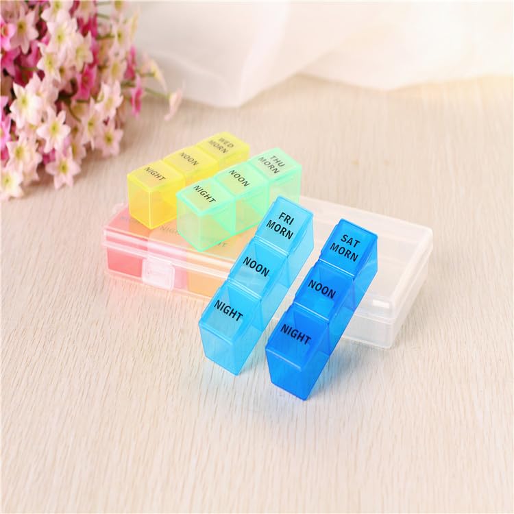 Wopanxye Weekly Pill Organizer, 3 Times a Day, 7-Day Pill Box, Portable Travel Prescription Pill Case Dispenser, Vitamin Fish Oi