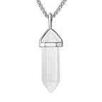 BEADNOVA Natural Clear Quartz Necklaces for Women Crystal Pendant Gemstone Necklace for Spiritual Energy Healing Hexagonal Penda