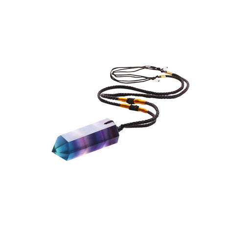 Wixine 1Pcs Healing Chakra Stone Reiki Pendant Necklace Crystal Quartz Natural Fluorite Wand