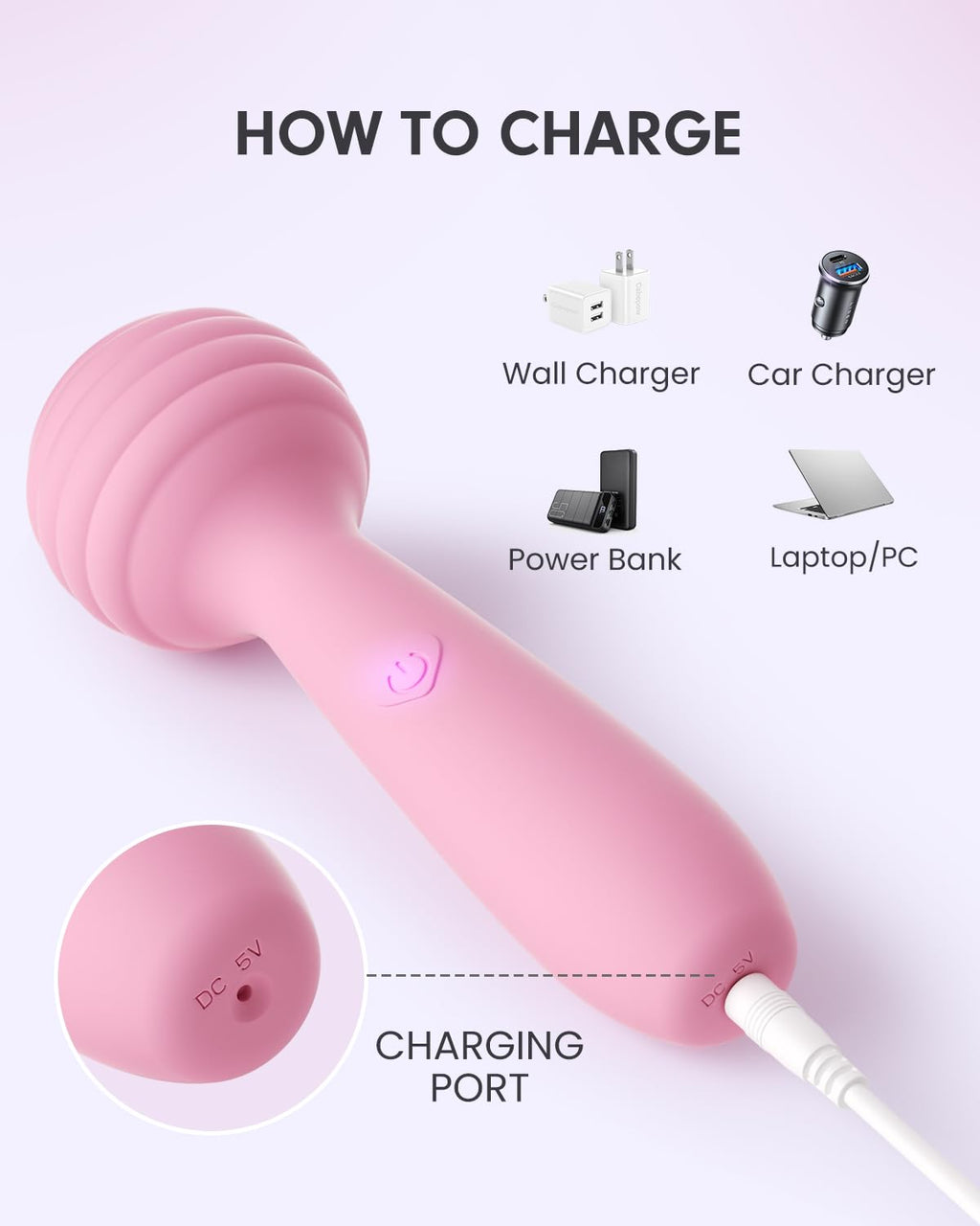 Portable Electric Travel Massager, Pinkmini Powerful Handheld Mini Muscle Massage Tool (Light Pink)