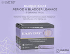 EASYDAY Overnight Heavy Flow(2-in-1 Period & Light Bladder Leakage Feminine Pads) Wings, Sensitive Skins, Unscented, Breathable,