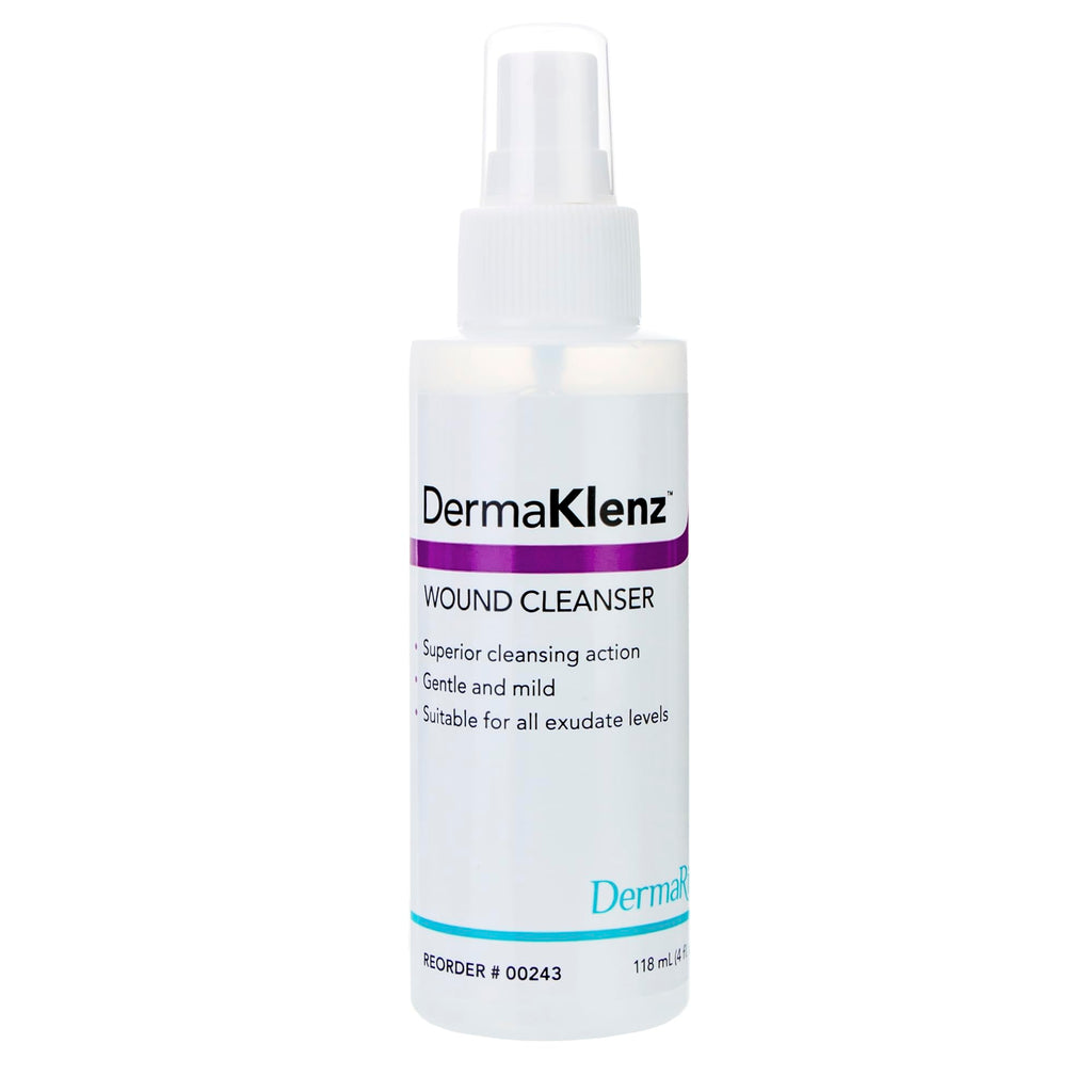 DermaRite's DermaKlenz Wound Cleanser - Rinse-Free Gentle and Mild Cleansing, Helps Clear Wound Debris - Pump Bottle, 4 oz., 2 C