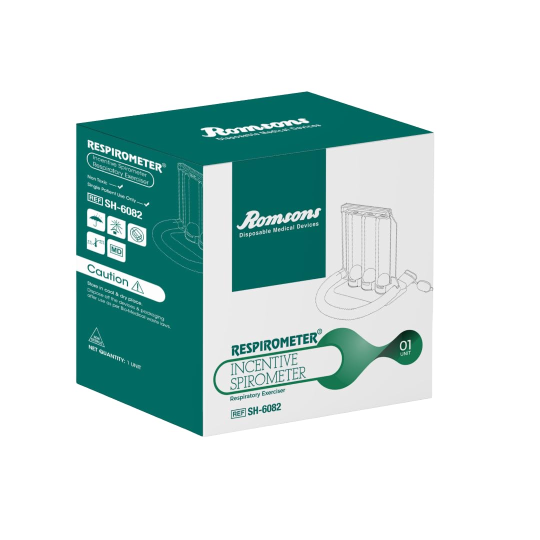 Romsons Respirometer Incentive Spirometer | Deep Breathing And Lung Exerciser | 1 Unit