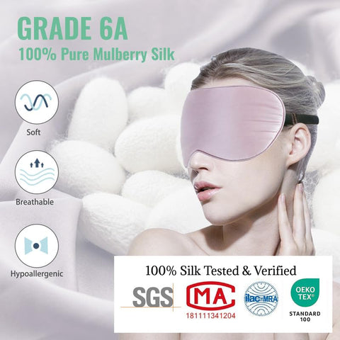 Sleep Mask, 2 Pack 100% Real Natural Pure Silk Eye Mask with Adjustable Strap for Sleeping, BeeVines Eye Sleep Shade Cover, Bloc