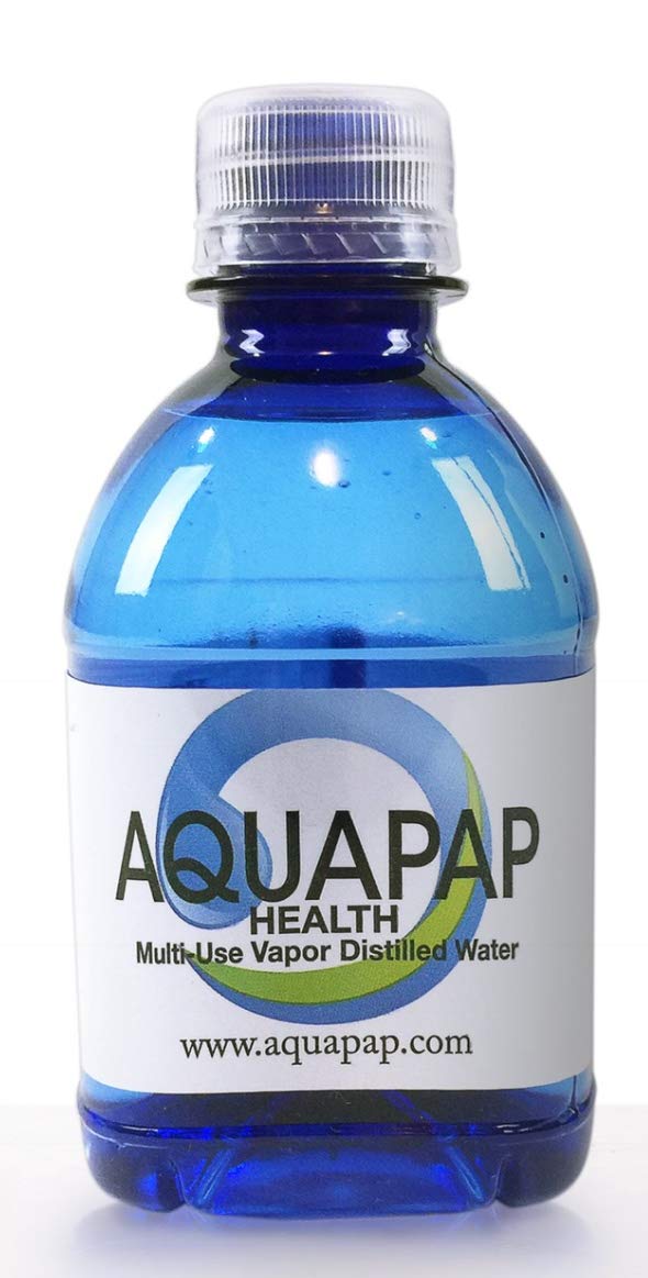 AQUAPAP 8 ounce 24 pack Vapor Distilled CPAP Water | 1-2 nights per bottle | For use with Resmed and Respironics Machines