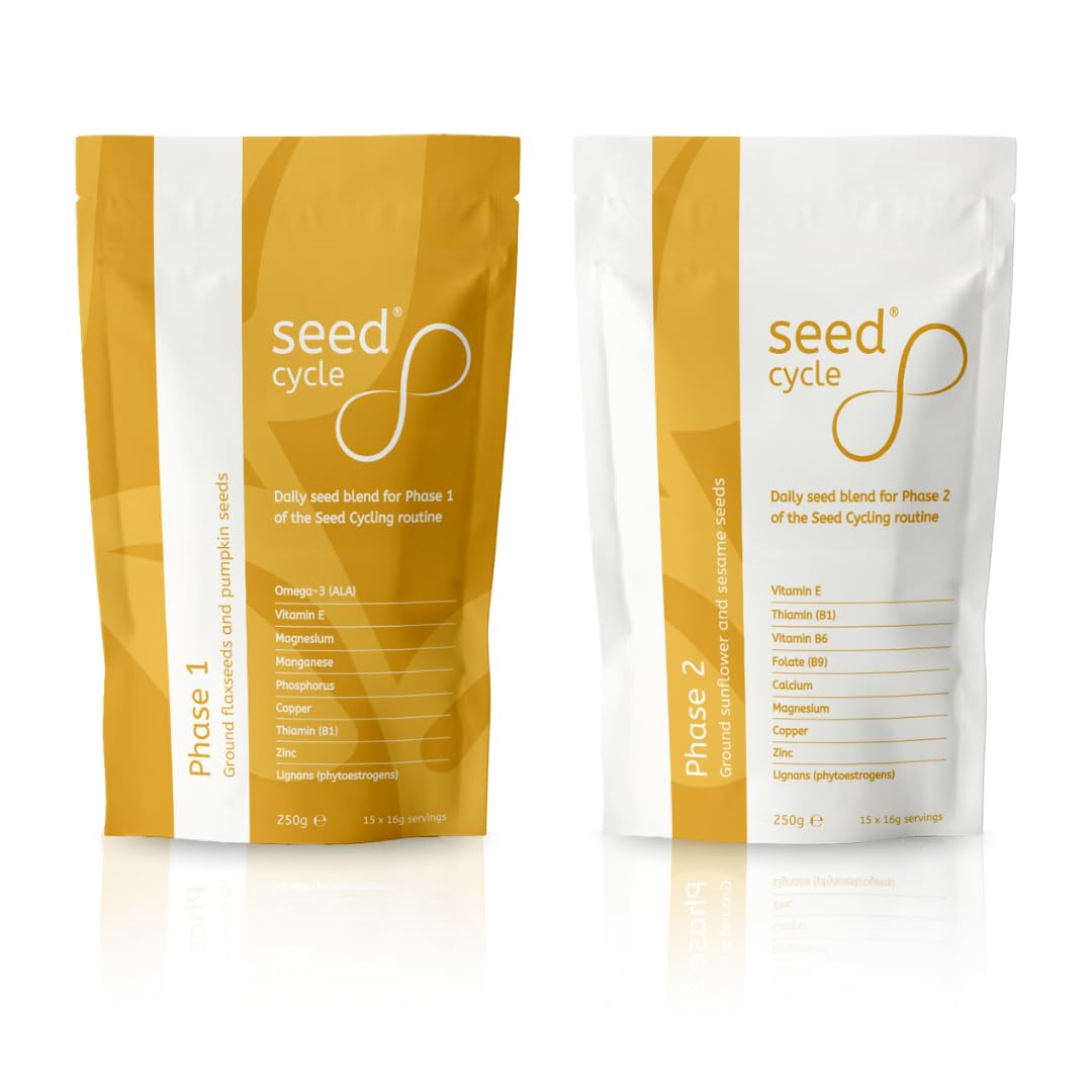 Seed Cycle Pre-Ground Seed Cycling Kit for Hormone Balance Support | Phase 1 Pumpkin & Flax | Phase 2 Sunflower & Sesame | Lab T