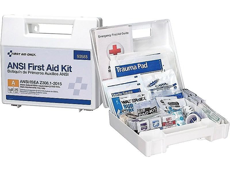 First Aid Only 90562 ANSI A 2015 and OSHA Compliant First Aid Kit, 25-Person Emergency First Aid Kit for Business, Home, Car, an
