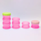 7 Day Pill Organizer Case Stackable Weekly Supplements Vitamins Pills Holder Dispenser Large Transparent Pink with Label and Ext