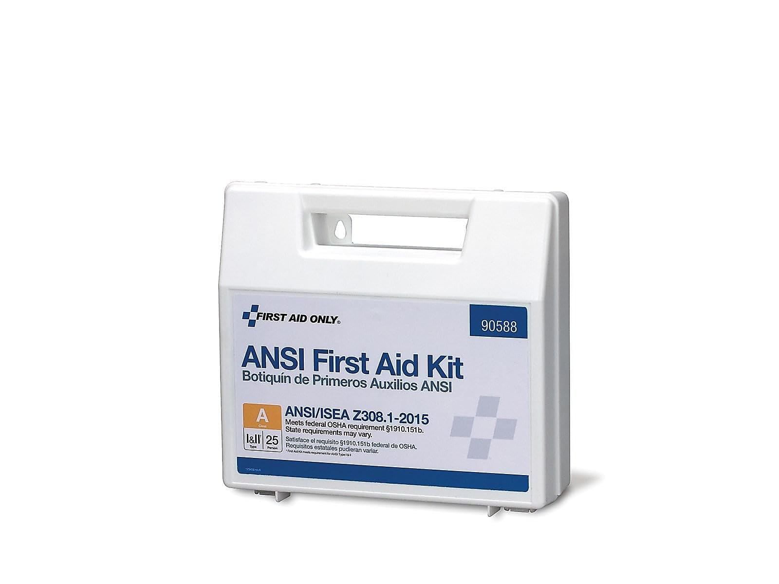 First Aid Only 90562 ANSI A 2015 and OSHA Compliant First Aid Kit, 25-Person Emergency First Aid Kit for Business, Home, Car, an