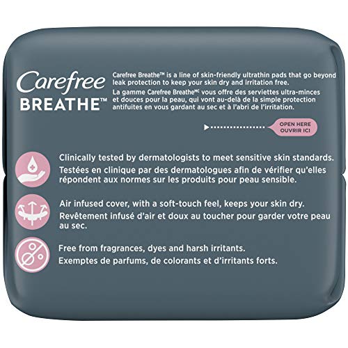 Carefree Breathe Ultra Thin Super Pads with Wings, Irritation-Free Protection, Unscented, 28 Count