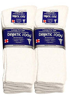 Falari Physicians Approved Diabetic Socks Crew Unisex 3, 6 or 12-Pack (13-15, 6 Pairs White)