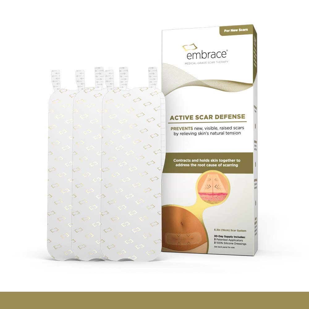 Embrace Active Scar Defense for New Scars, FDA-Cleared Silicone Scar Sheets, 6.3 Inch, X-Large, 30 Day Supply - Packaging May Va