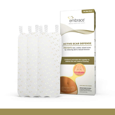 Embrace Active Scar Defense for New Scars, FDA-Cleared Silicone Scar Sheets, 6.3 Inch, X-Large, 30 Day Supply - Packaging May Va