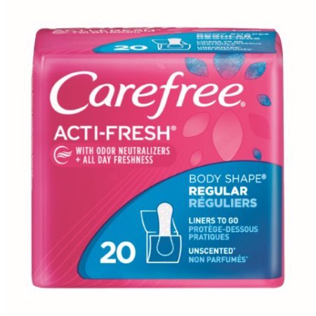 Carefree Acti-Fresh Body Shape Regular to Go Unscented Pantiliners, 20 Count (Pack of 6)