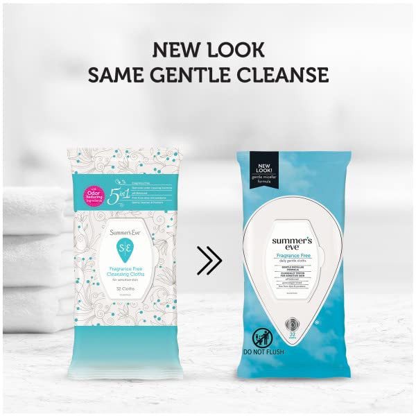 Summers Eve Cleansing Cloths 32 Count Soft Pack Fragrance-Free (6 Pack)