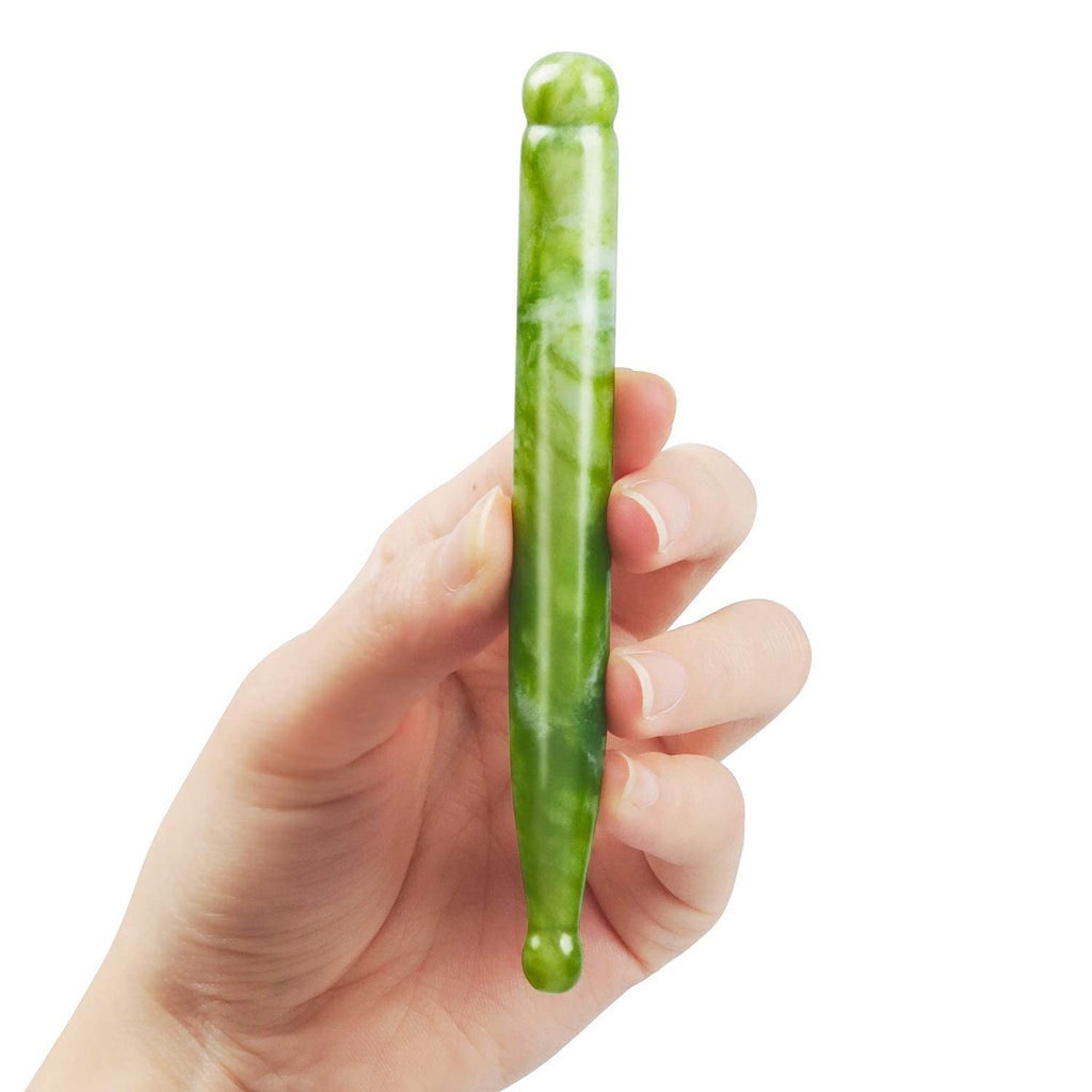 LEOSENSE Jade Acupuncture Pen, Natural Jade Gua Sha Acupressure Tool, Deep Tissue Trigger Point Massager, Reflexology Pressure P