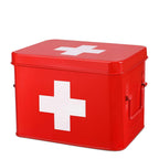 Flexzion First Aid Box Organizer, Empty 8.5 Inch Red Vintage First Aid Kit Tin Metal Medical Box First Aid Storage Box Container