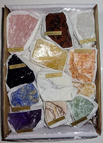 Sublime Gifts 12pc Premium Quality Rough Crystal Healing Gemstone Raw Metaphysical Mineral Stone Collection & Gift Box Set