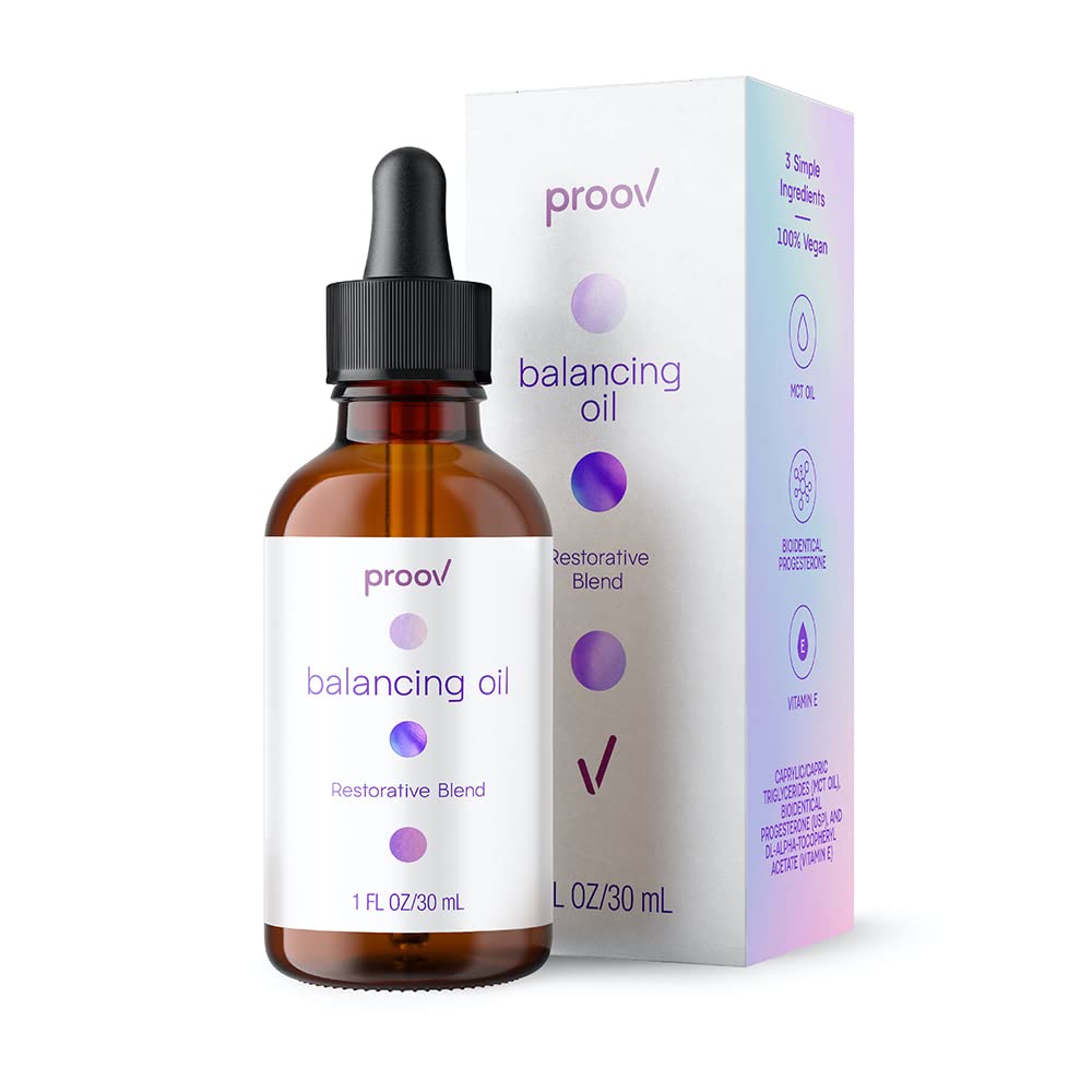 Proov Balancing Oil - Unscented l Balancing Oil to Restore Your Balance l Progesterone, MCT Oil, Vitamin E Oil, l 1 fluid oz/30m