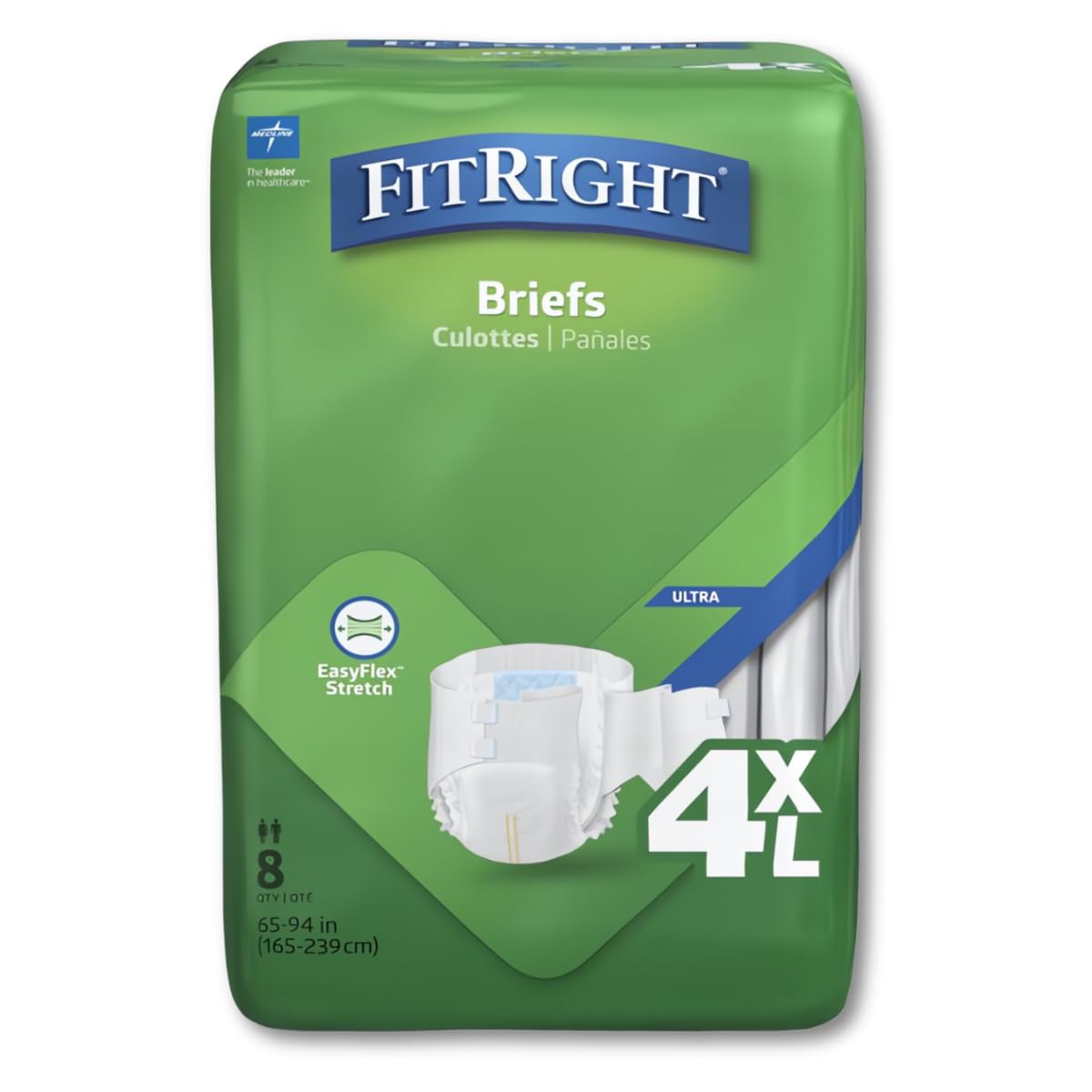 Medline FitRight Incontinence Diapers, Specialty Size Adult Diapers, For Men And Women, Maximum Protection, Waist Size 65 -94 , 
