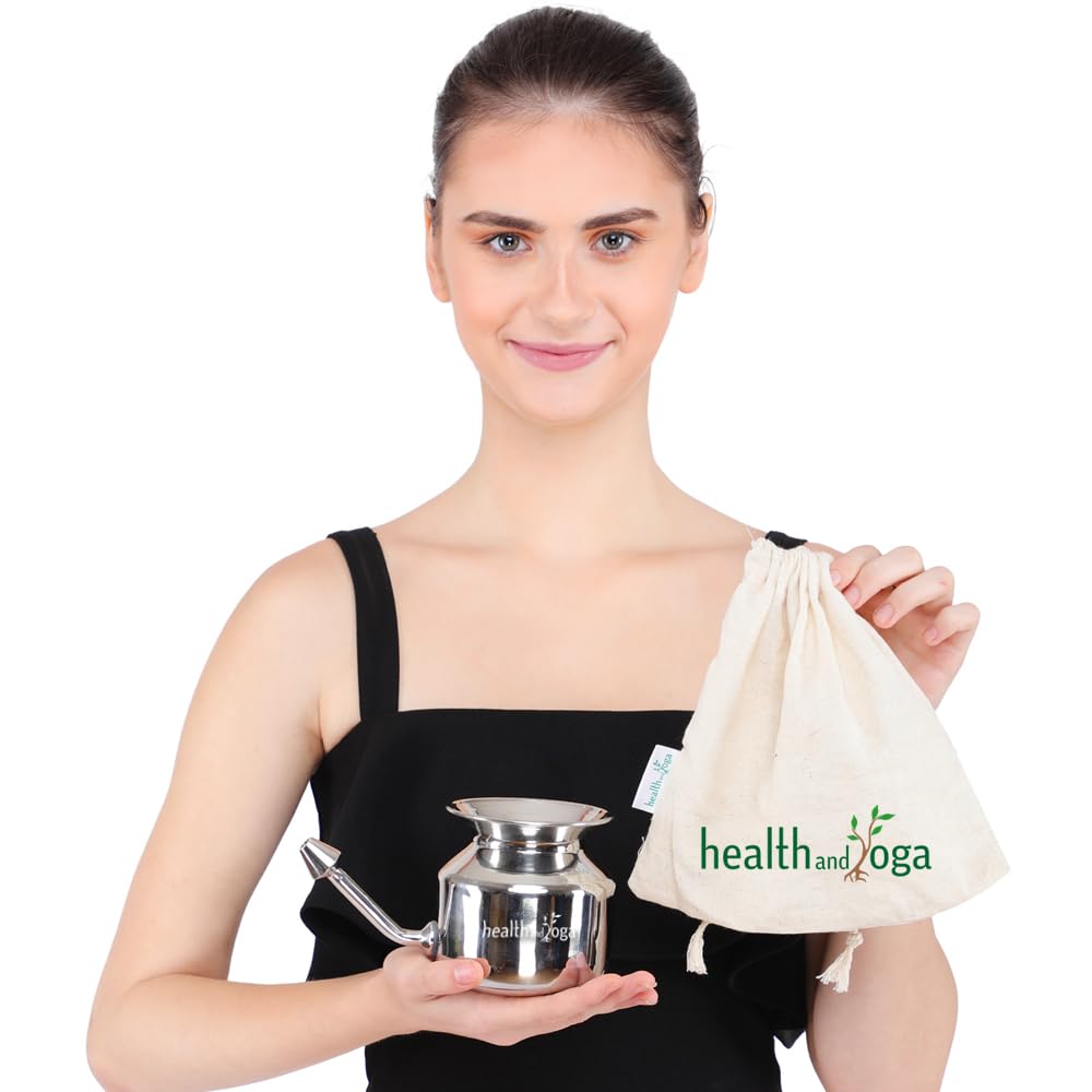 HealthAndYoga SteloKleen Stainless Steel Neti Pot for Sinus Congestion (Ayurvedic JalNeti)