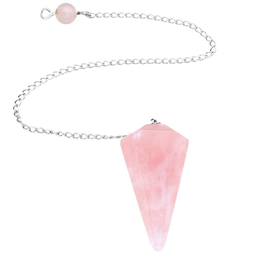 MANIFO Natural Rose Quartz Crystal Pendulum Faceted Point Gemstone Reiki Healing Pendulums for Dowsing Scrying