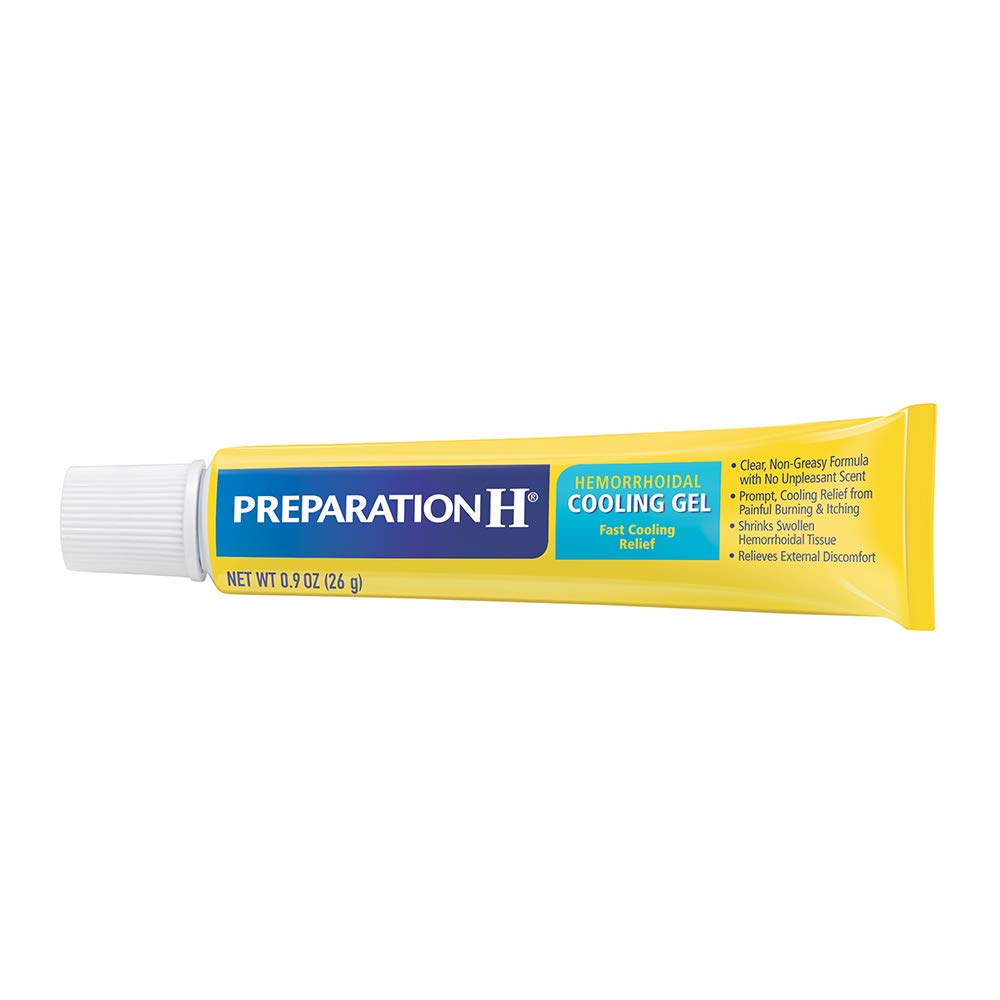 Preparation H (0.9 Ounce, 1 Tube per Box) Hemorrhoid Symptom Treatment Cooling Gel, Fast Discomfort Relief with Vitamin E and Al