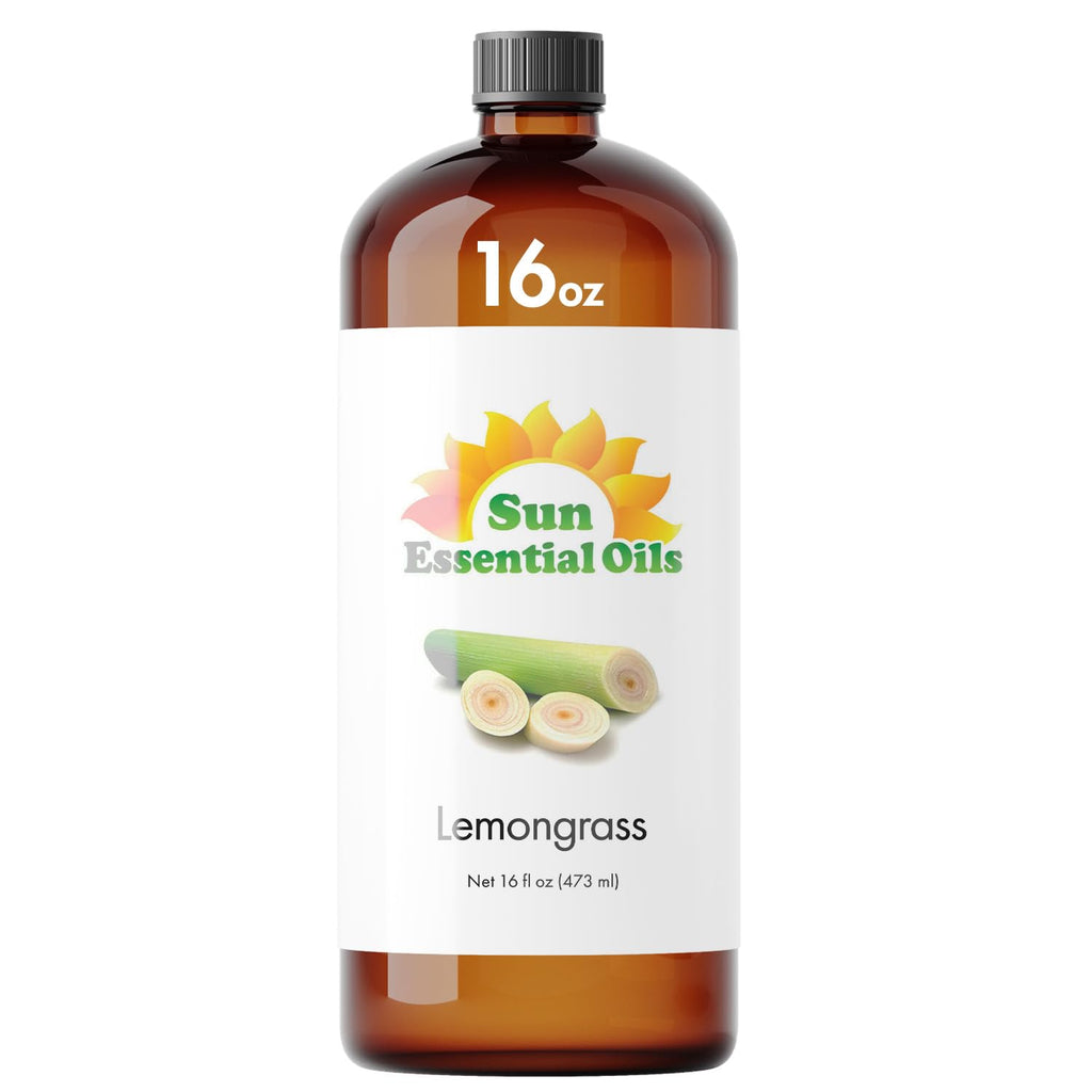 Sun Essential Oils - Lemongrass Essential Oil 16 oz for Diffuser, Hair & Skincare, Aromatherapy Massage, Humidifier, Candle, Soa