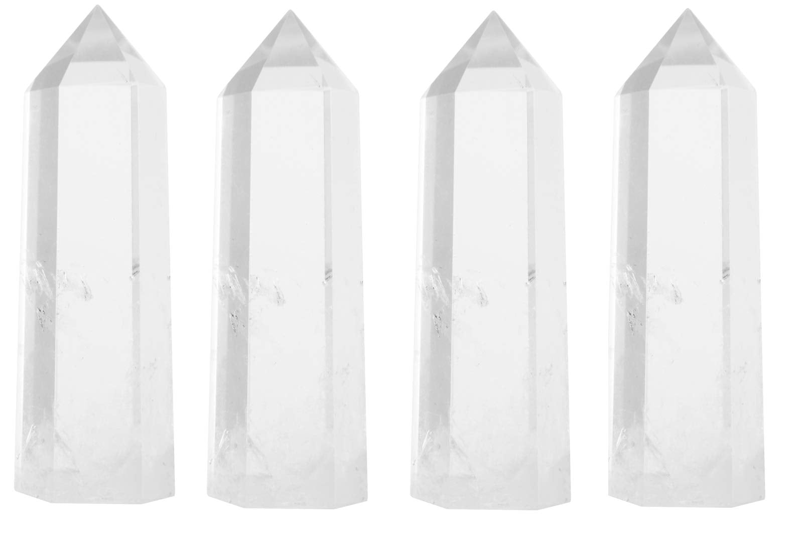 Luckeeper Healing Crystal Wands  2 Clear Quartz Crystal Wand 6 Faceted Reiki Chakra Meditation Therapy 4 PCS