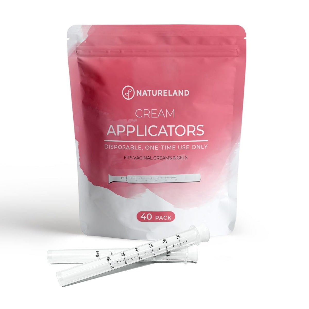 Natureland Disposable Plastic Vaginal Applicator: For Gel or Cream Products  Includes Dual Dosage Markings (Regular, 40, Count)