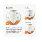 Tranquility Bariatric Disposable Briefs 3X-Large with Peach Mat Core for Dry Skin, Odor Control & Max Comfort, Secure Kufguard T