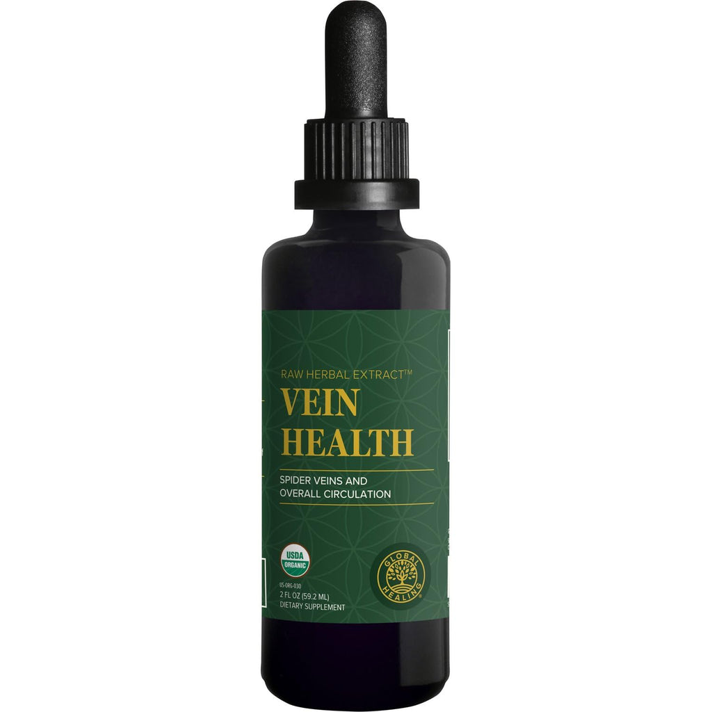 Global Healing Plant-Based Vein Health Liquid Vegan Supplement Drops to Support Blood Flow & Circulation, Helps with Spider & Va