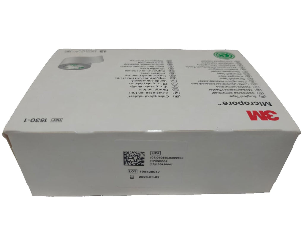 3M Micropore Paper Tape - White, 1 x 10yds (Box of 12)