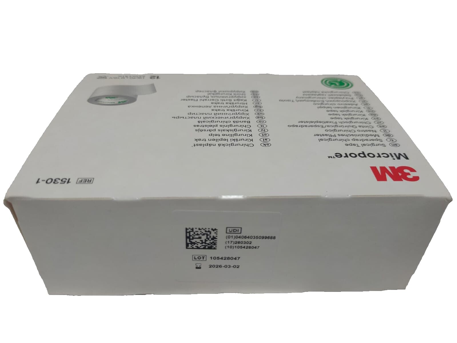 3M Micropore Paper Tape - White, 1 x 10yds (Box of 12)