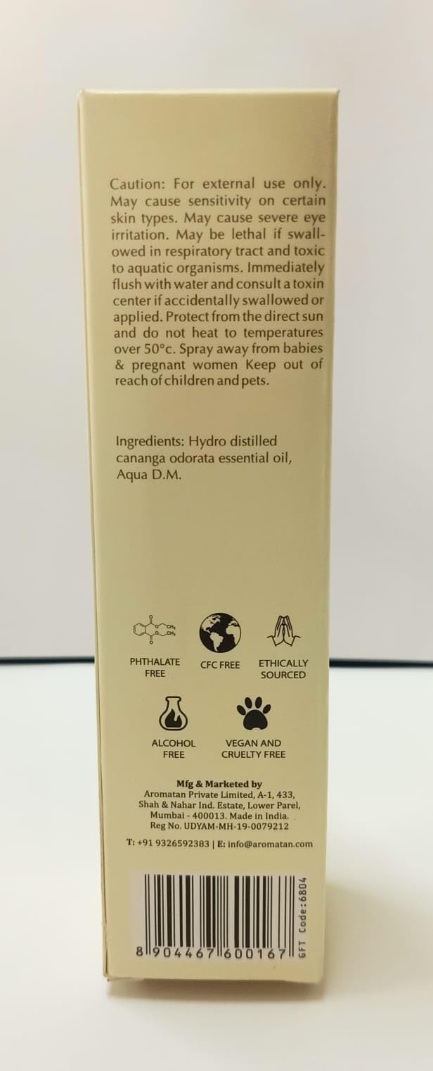 Ylang Ylang Room, Linen & Pillow Spray by Aromafume | 100ml/3.38 fl oz | with Ylang Ylang Essential Oil | Aromatherapy Spray | M