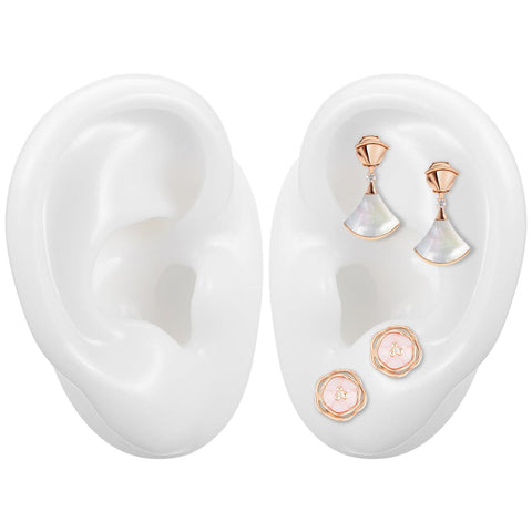 POPETPOP Soft Silicone Ear Model, Ear Model Simulation Display Props Teaching Tools Jewelry Display Earrings 1Pair Size L, White