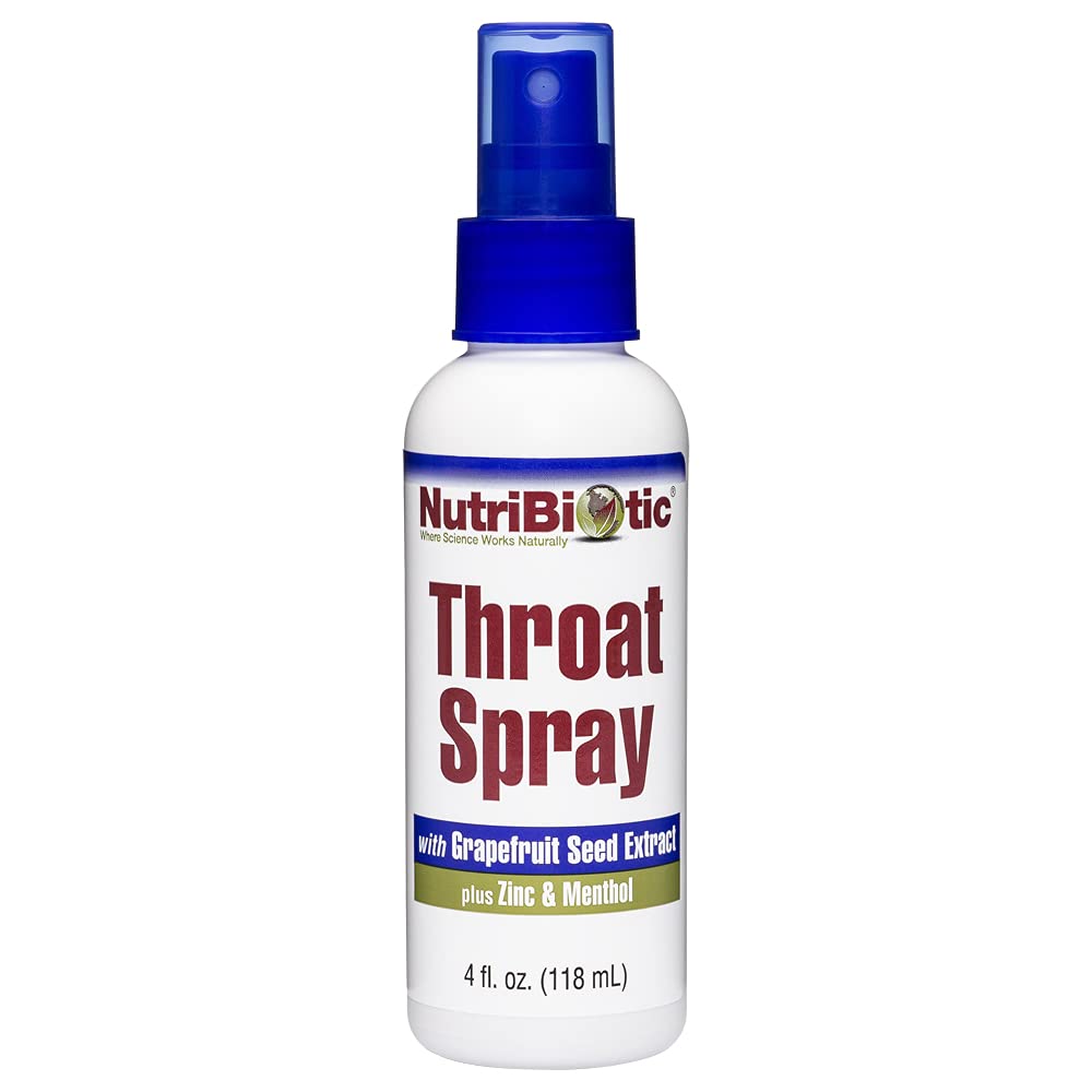 NutriBiotic - Throat Spray with GSE, 4 Fl. Oz | Gentle and Soothing Sore Throat Support with Grapefruit Seed Extract, Zinc & Men