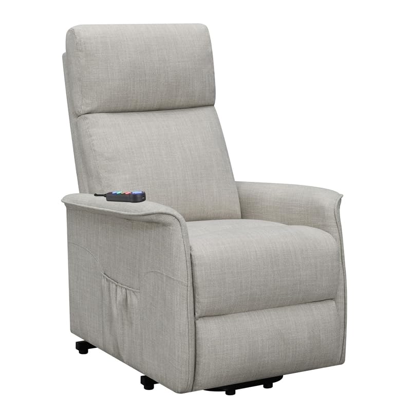 Benjara Power Lift Massage Chair with Wired Remote and Side Pockets, Gray