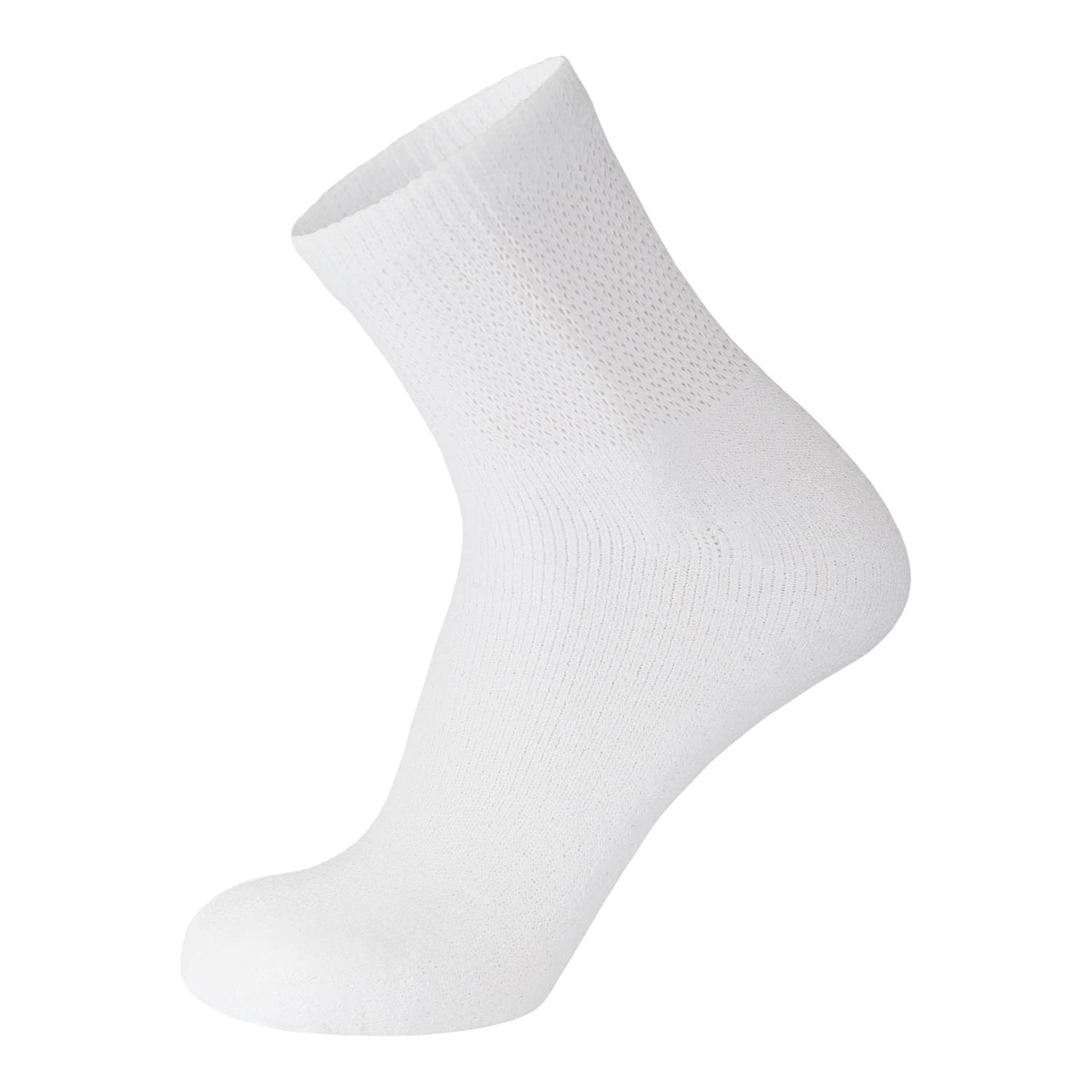 3 Pack of Premium Diabetic Cotton Quarter Length Athletic Sport Ankle Socks (White, 10-13)