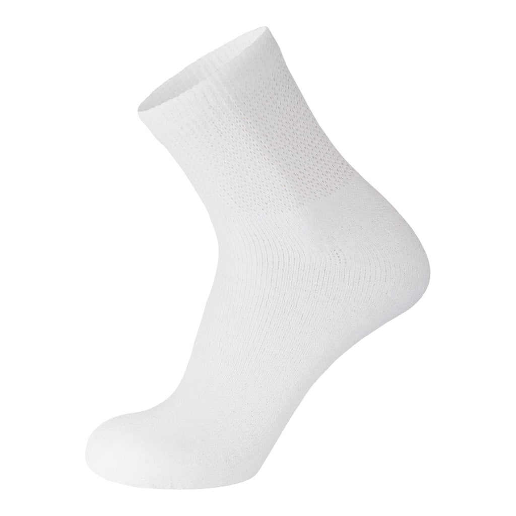 3 Pack of Premium Diabetic Cotton Quarter Length Athletic Sport Ankle Socks (White, 10-13)