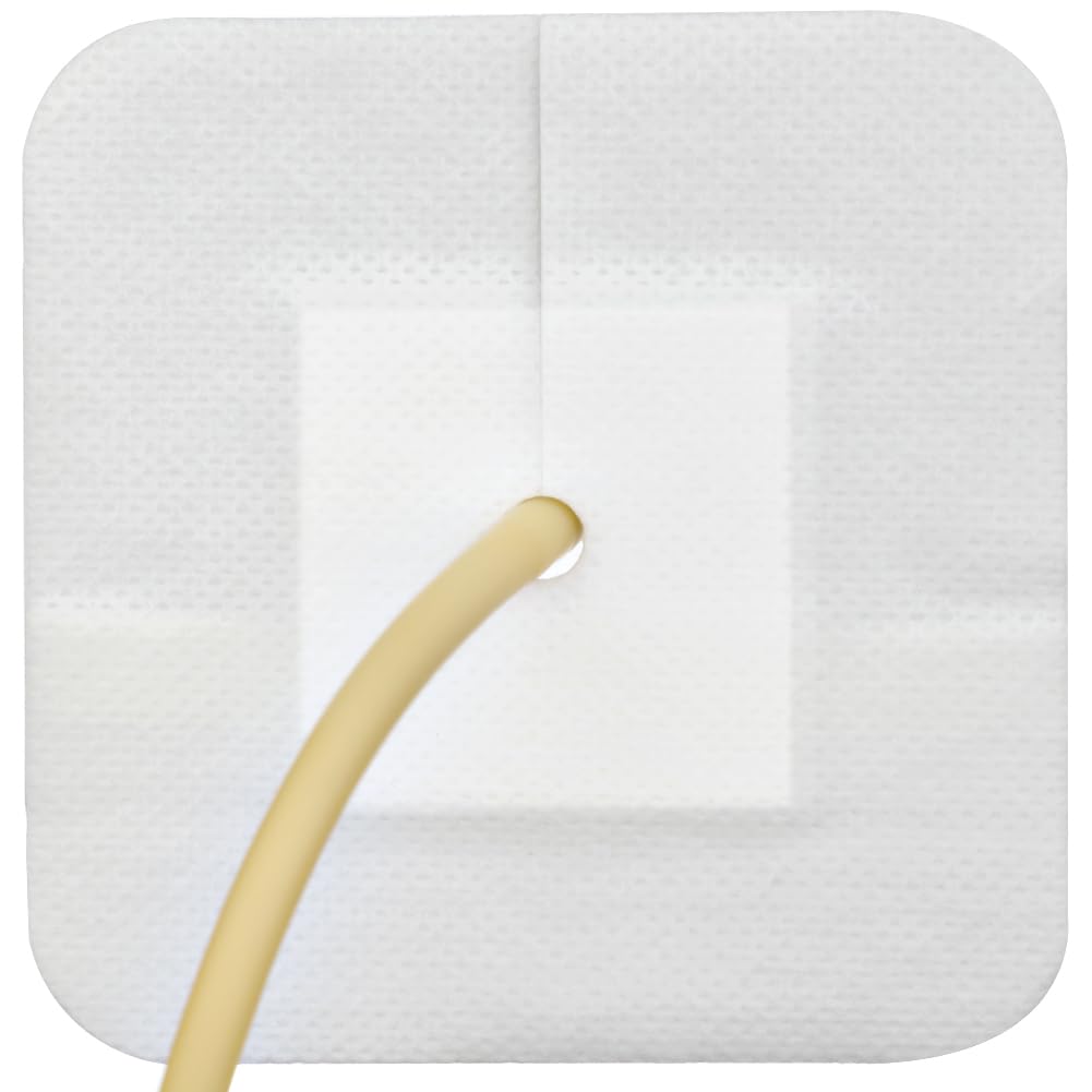 40 Pcs Feeding Tube Covers G Peg Tube Holder Split Drain Adhesive Bandages for Dialysis Catheter 4 x 4 Island Dressing Bordered