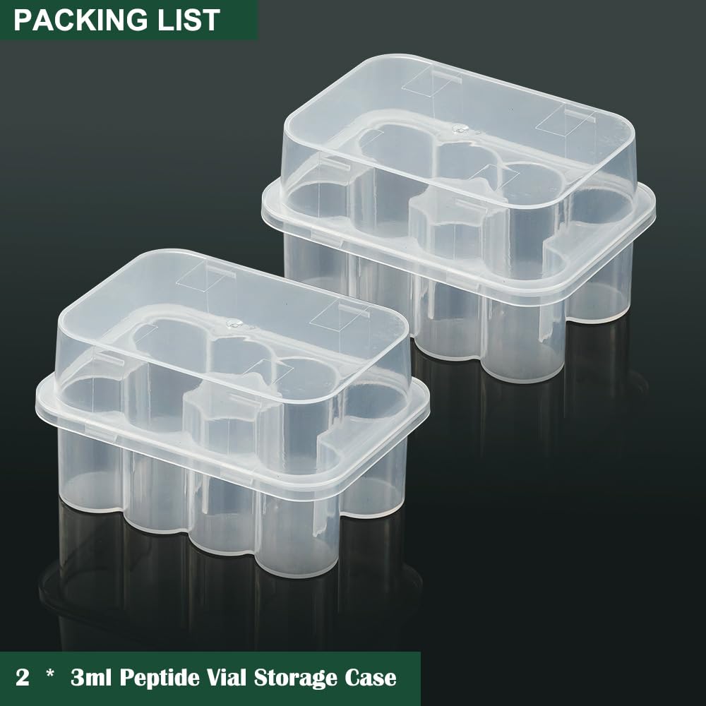 2-Pack Peptide Case for Fridge, 3 mL Vial Holder for Refrigerator, 10-Slot Insulin & Peptide Holder Each, 20 Slots Total, Semi-T