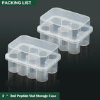 2-Pack Peptide Case for Fridge, 3 mL Vial Holder for Refrigerator, 10-Slot Insulin & Peptide Holder Each, 20 Slots Total, Semi-T