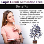 Lapis Lazuli Crystal Tree Meditation Accessories - Tree of Life Money Tree - Real Gemstones Crystal Decor Promotes Positive Ener