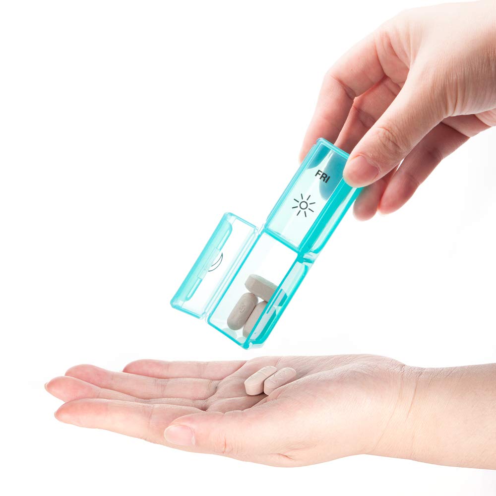 BUG HULL Pill Organizer 2 Times a Day, Large Weekly Pill Box AM PM, 7 Day Pill Case, Day and Night Vitamin Containers for Vitami