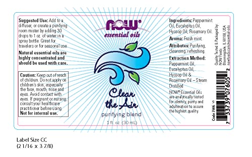 NOW Essential Oils Clear the Air Purifying Blend, 1 fl oz Pack of 2