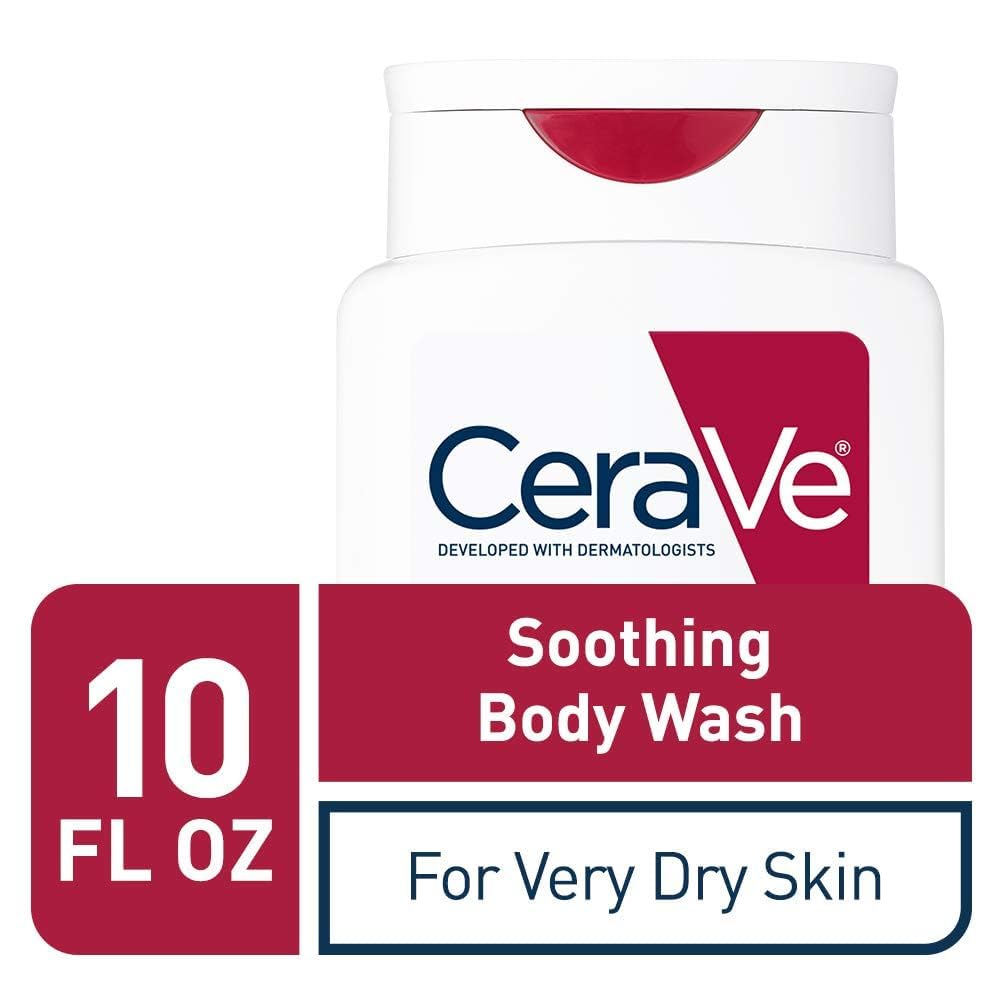 CeraVe Soothing Body Wash for Dry Skin | Shower Oil for Sensitive, Dry, Itchy, and Eczema-Prone Skin | Fragrance Free & Paraben