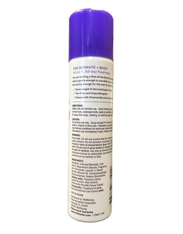 FDS Intimate Deodorant Spray Baby Fresh - 2 oz, Pack of 4