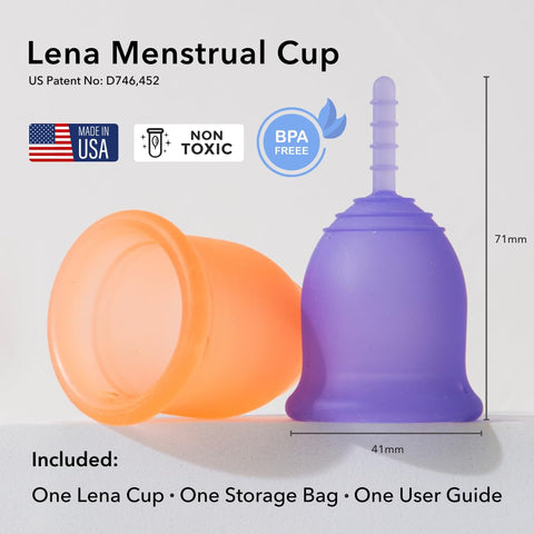 Lena Sensitive Menstrual Cup - Reusable, Soft Silicone, Light & Heavy Flow, Beginner Use - Ideal Alternative to Tampons, Pads, P