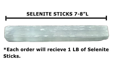 New Age Imports, Inc. ~ Premium Quality Selenite Sticks 7-8'' Size- 1 LB. Great for Wicca, Reiki, Healing, Metaphysical, Chakra,